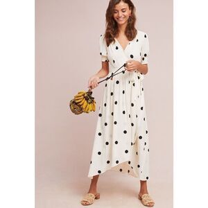 Anthropologie Maeve sz 2 Breanna Wrap Polka Dot Dress XS